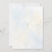 Dusty Blue Watercolor Floral Arch Boy Bautizo 招待状 (裏面)