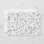 Dusty Blue Watercolor Floral Response Card 出欠カード (裏面)