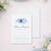 Dusty Blue Watercolor Floral RSVP Card 