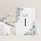 Dusty Blue Watercolor Floral Table Number テーブルナンバー
