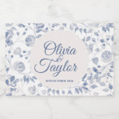 Dusty Blue Watercolor Floral Wedding スパークリングワインラベル (シングルラベル)