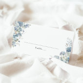 Dusty Blue Watercolor Floral Wedding Place Card プレイスカード