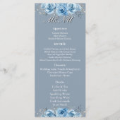Dusty Blue Watercolor Floral Wedding Reception メニュー (正面)