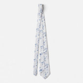 Dusty Blue Watercolor Floral Wedding Tie ネクタイ (裏面)