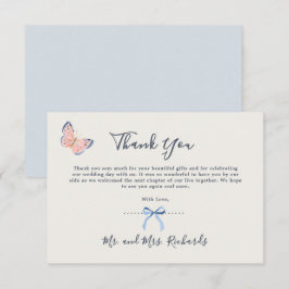 Dusty Blue Watercolor Pretty Typography サンキューカード