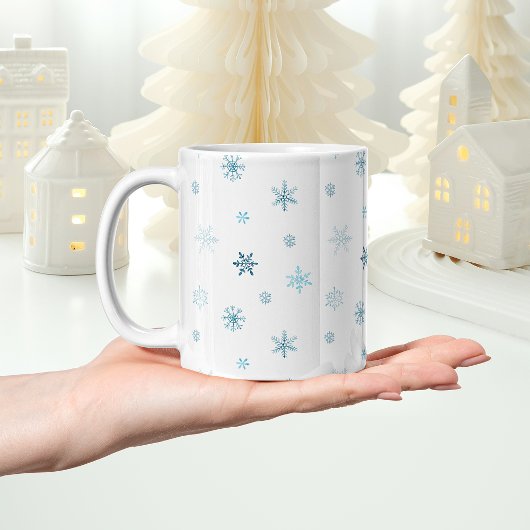 Dusty Blue Watercolor Snowflake Mug コーヒーマグカップ