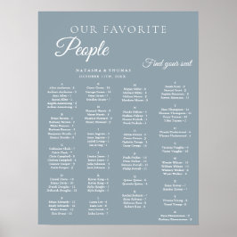 Dusty Blue Wedding Alphabetical Seating Chart ポスター