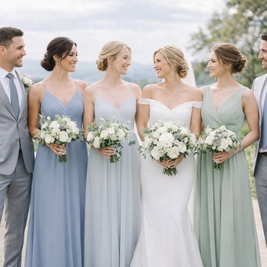 Dusty Blue Wedding Attire Card 招待状