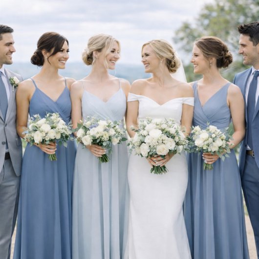 Dusty Blue Wedding Attire Card 招待状