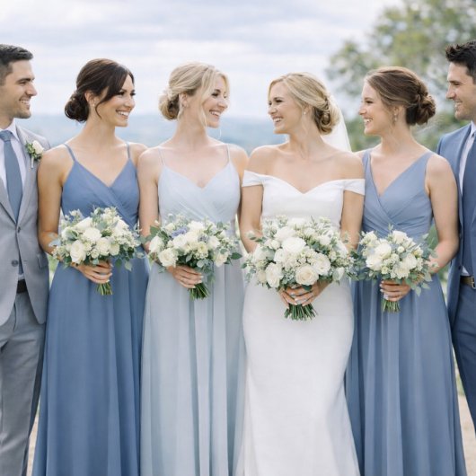 Dusty Blue Wedding Attire Card 招待状