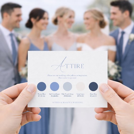Dusty Blue Wedding Attire Card 招待状