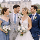 Dusty Blue Wedding Attire Card 招待状