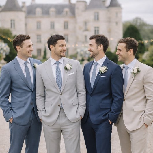 Dusty Blue Wedding Attire Card 招待状