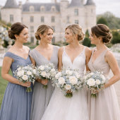 Dusty Blue Wedding Attire Card 招待状