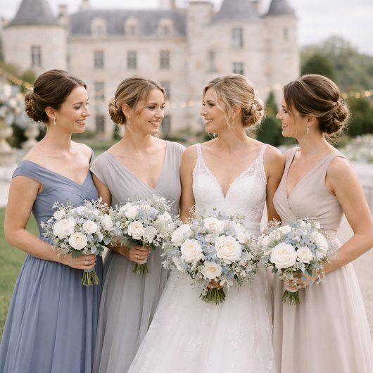 Dusty Blue Wedding Attire Card 招待状