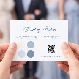 Dusty Blue Wedding Attire Card with QR Code 招待状