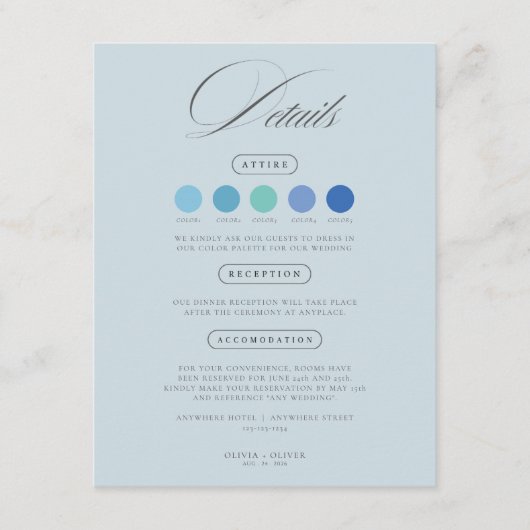 Dusty blue wedding attire dress code cards エンクロージャーカード (正面)