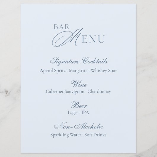 Dusty Blue Wedding Bar Menu (正面)