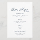 Dusty Blue Wedding Bar Menu Card 招待状 (正面)
