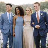 Dusty Blue Wedding Dress Code Card with QR Code 招待状