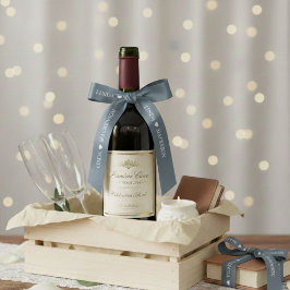 Dusty Blue wedding initial Couple name サテンリボン