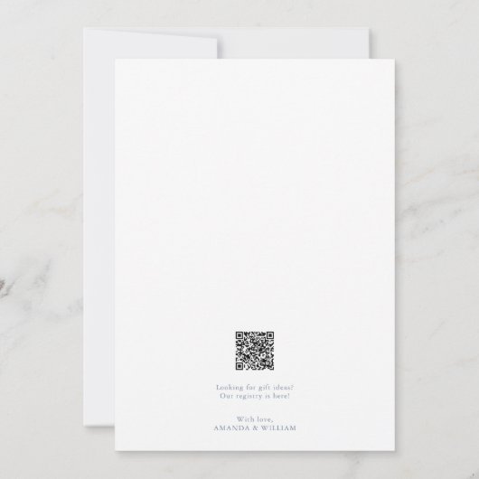 Dusty Blue Wedding Invitation with QR Code 招待状 (裏面)