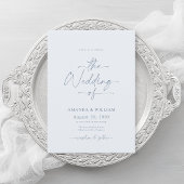 Dusty Blue Wedding Invitation with QR Code 招待状