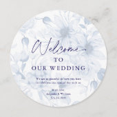 Dusty Blue Wedding Menu Card with Welcome Message メニュー (正面)