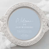 Dusty Blue Wedding Menu Card with Welcome Message メニュー