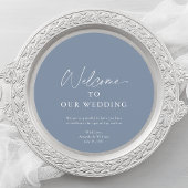 Dusty Blue Wedding Menu Card with Welcome Message メニュー