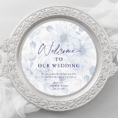 Dusty Blue Wedding Menu Card with Welcome Message メニュー