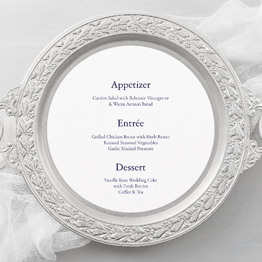 Dusty Blue Wedding Menu Card with Welcome Message メニュー