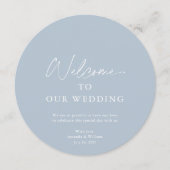 Dusty Blue Wedding Menu Card with Welcome Message メニュー (正面)