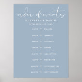 Dusty Blue Wedding Order Of Events Timeline Sign ポスター (正面)