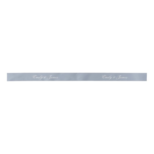 Dusty Blue Wedding Personalized Name Satin Ribbon サテンリボン (正面)
