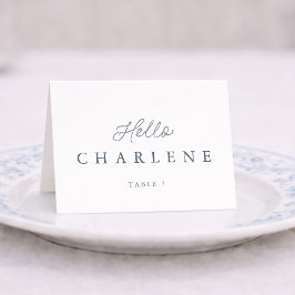 Dusty Blue Wedding Place Card with Table Number テーブルナンバー