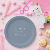 Dusty Blue Wedding Plate – TO HAVE AND TO HOLD ペーパープレート (パーティー)
