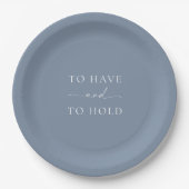 Dusty Blue Wedding Plate – TO HAVE AND TO HOLD ペーパープレート (正面)