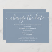 Dusty Blue Wedding Postponement 案内状 (正面/裏面)