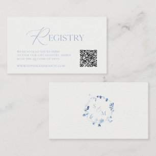 Dusty Blue Wedding Registry Card with QR Code エンクロージャーカード