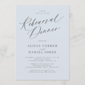 Dusty blue wedding rehearsal dinner 招待状 (正面)