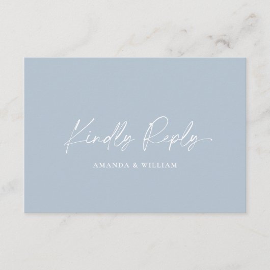 Dusty Blue Wedding RSVP Card with QR Code エンクロージャーカード (正面)
