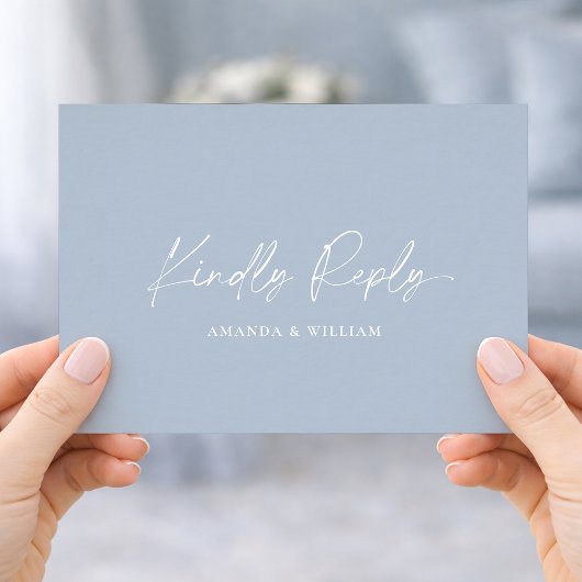 Dusty Blue Wedding RSVP Card with QR Code エンクロージャーカード