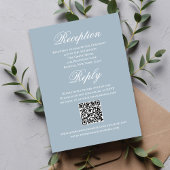 Dusty Blue Wedding Script RSVP Reception  エンクロージャーカード