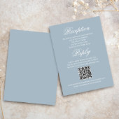 Dusty Blue Wedding Script RSVP Reception  エンクロージャーカード
