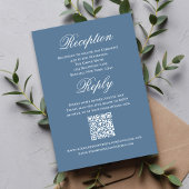 Dusty Blue Wedding Script RSVP Reception エンクロージャーカード