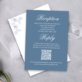 Dusty Blue Wedding Script RSVP Reception エンクロージャーカード