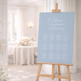 Dusty Blue Wedding Seating Chart | Minimalist