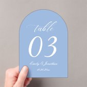 Dusty Blue Wedding Table Number Acrylic アクリル招待状 (インサイチュ (ポータブル))