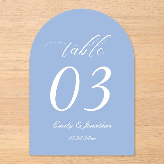 Dusty Blue Wedding Table Number Acrylic アクリル招待状 (正面)